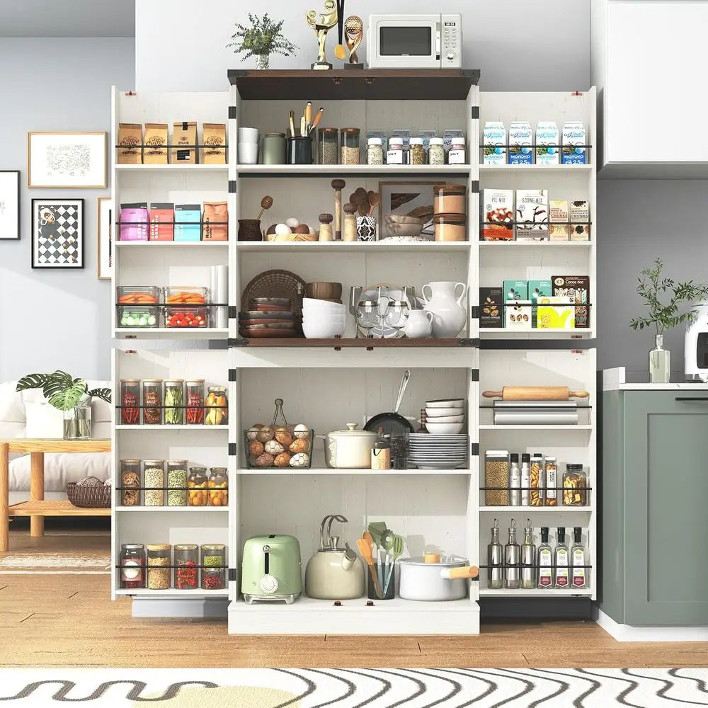 LISM Armhouse Kitchen Pantry Cabinet With Adjustable Shelves