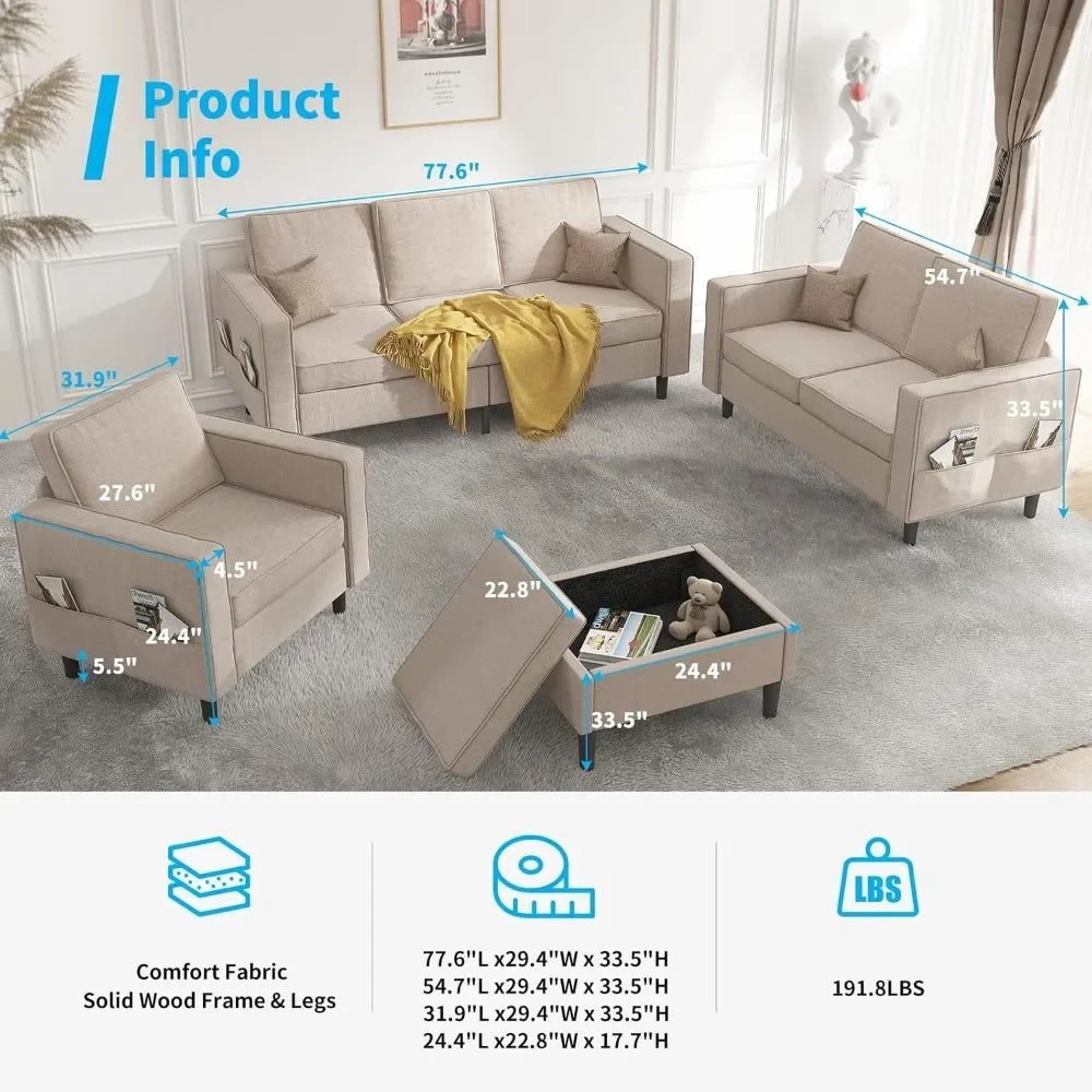 Sectional L Shaped Sofa Set Living Room Furniture