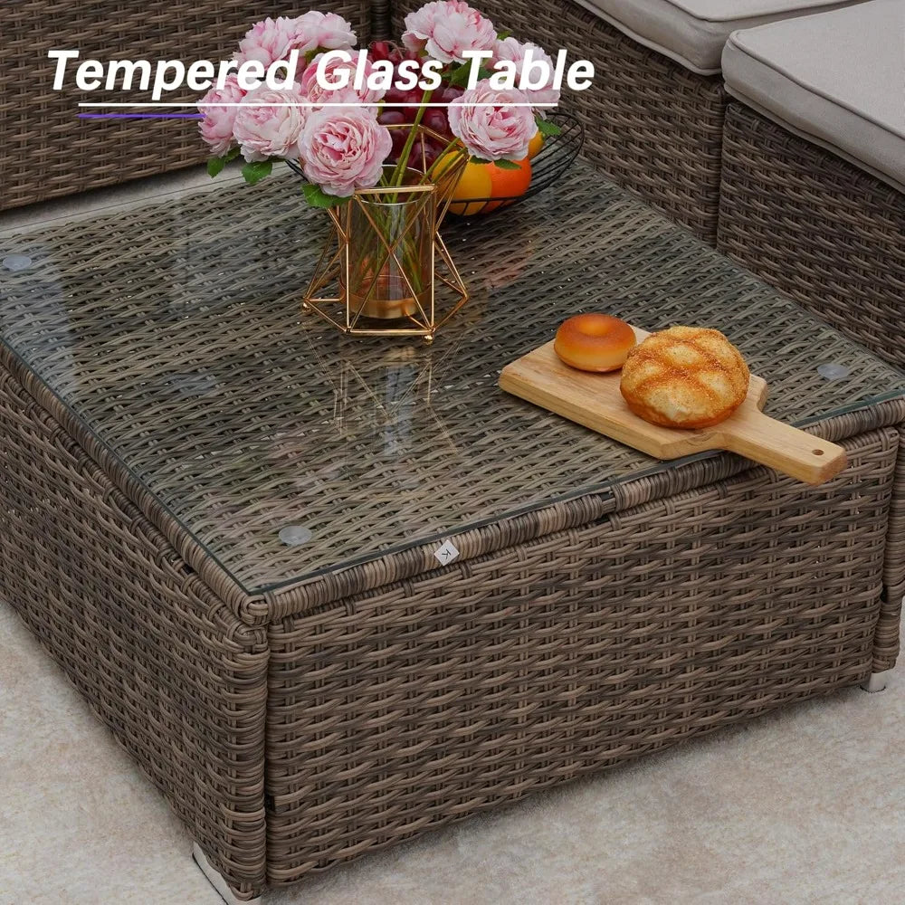 Outdoor Patio Furniture Set All Weather Rattan Wicker Conversation Set