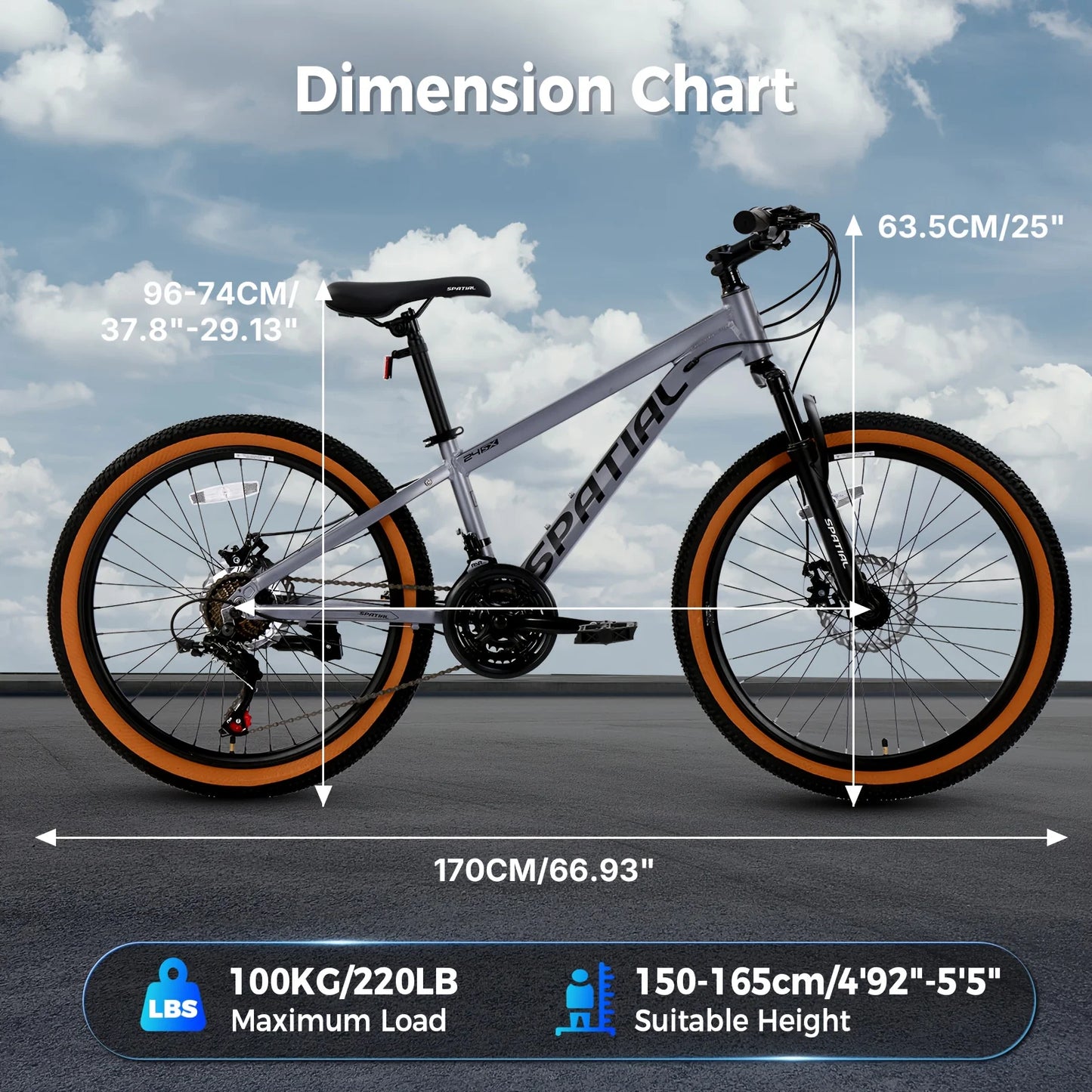 Spatial Fat Tire Mountain Bike Aluminum Frame Dual Disc Brakes