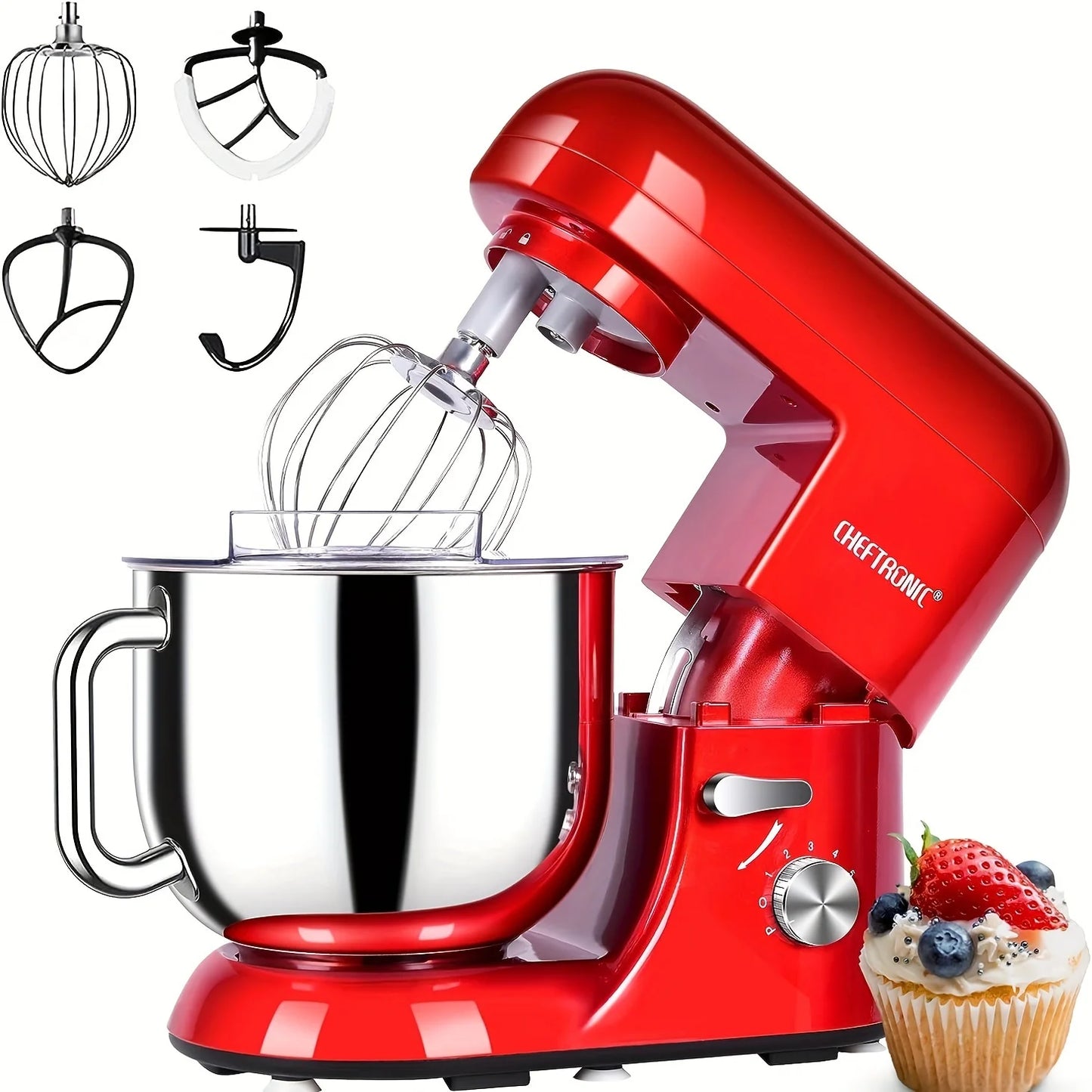 Cheftronic Tilt-Head Stand Mixer 650W US Plug Milk Frother