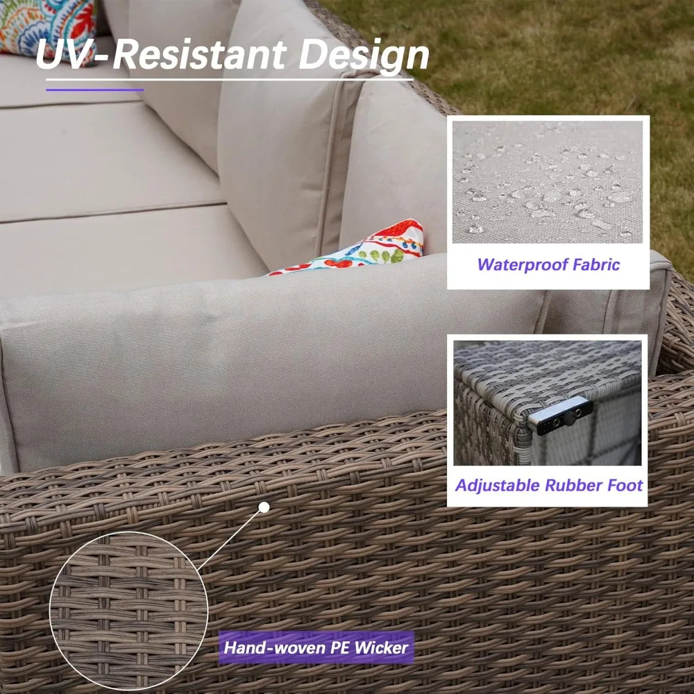 Outdoor Patio Furniture Set All Weather Rattan Wicker Conversation Set