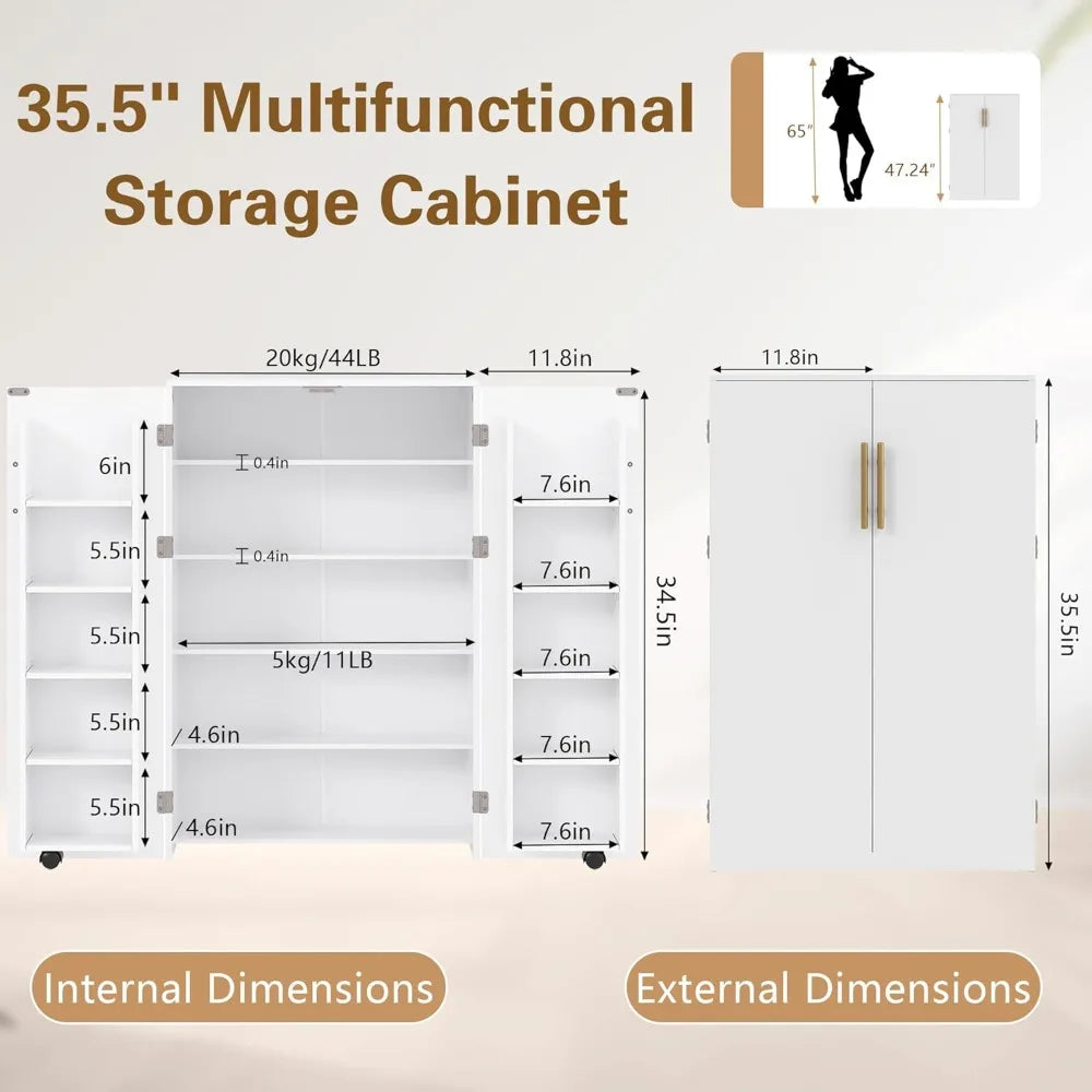 Kitchen Pantry Storage Cabinet With Adjustable Shelves Freestanding