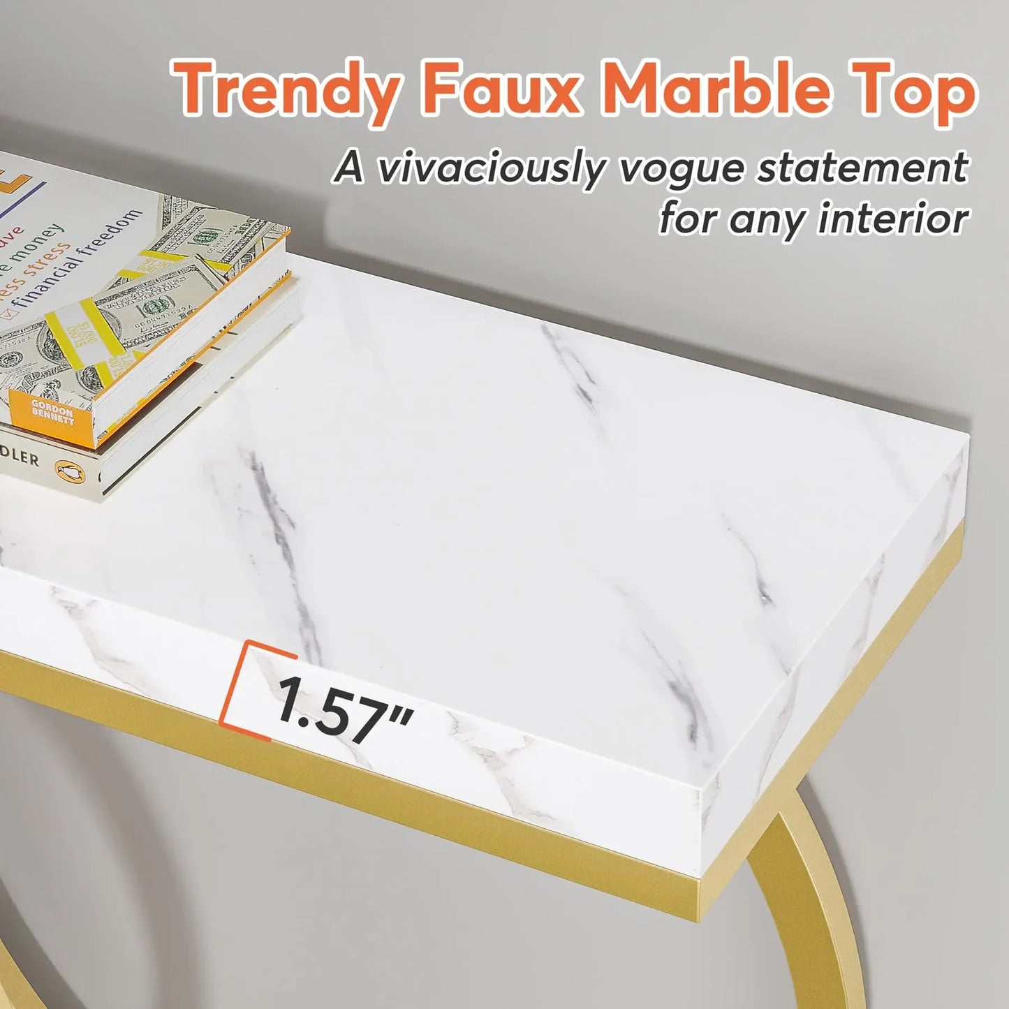 Tribesigns Console Table Faux Marble Modern Entryway Sofa Table