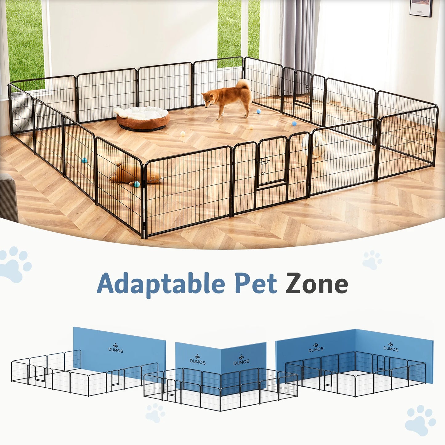 JHK Foldable Dog Playpen Iron Fence for Outdoor Yard