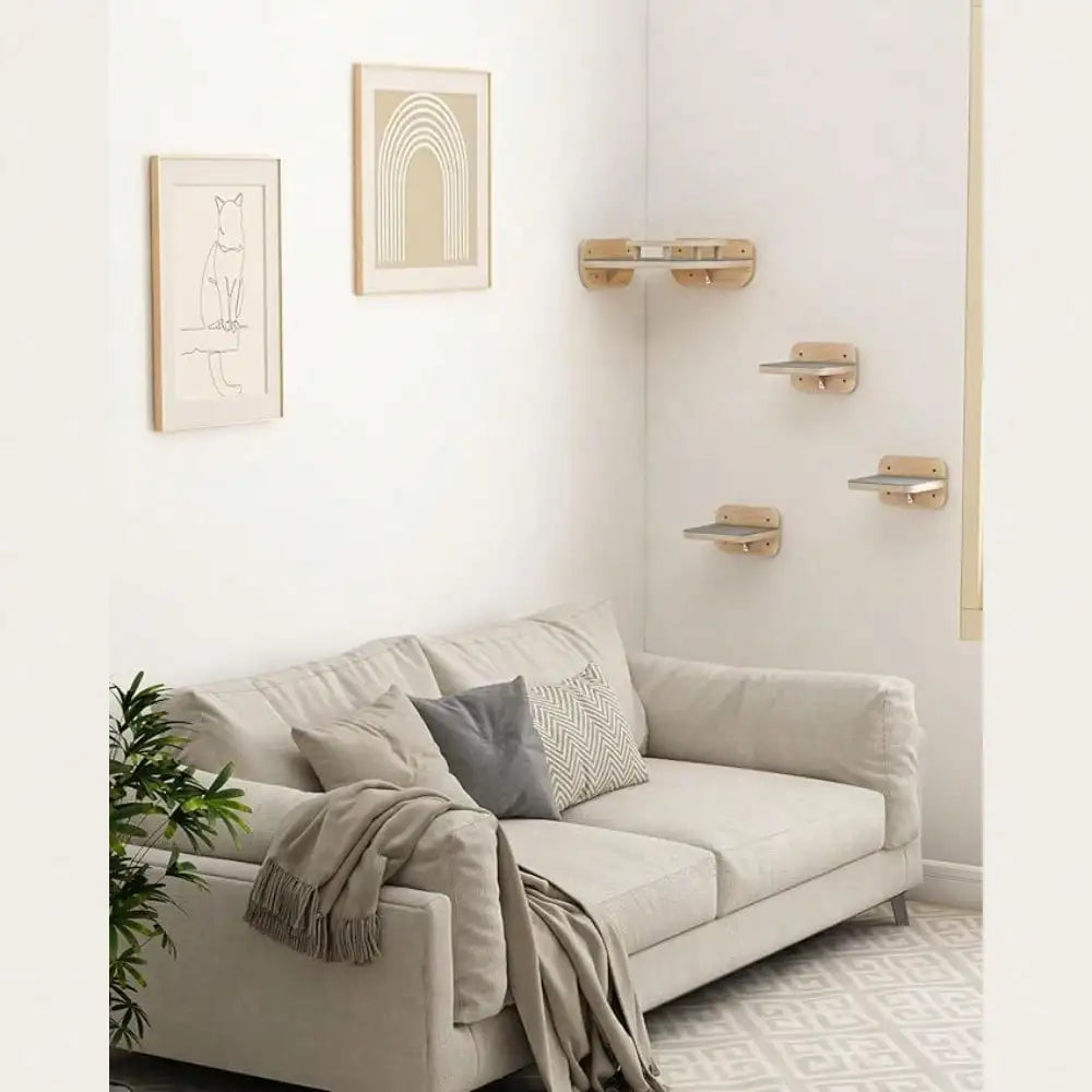 Cat Wall Mount Climbing Shelf Perches With 3 Wide Steps