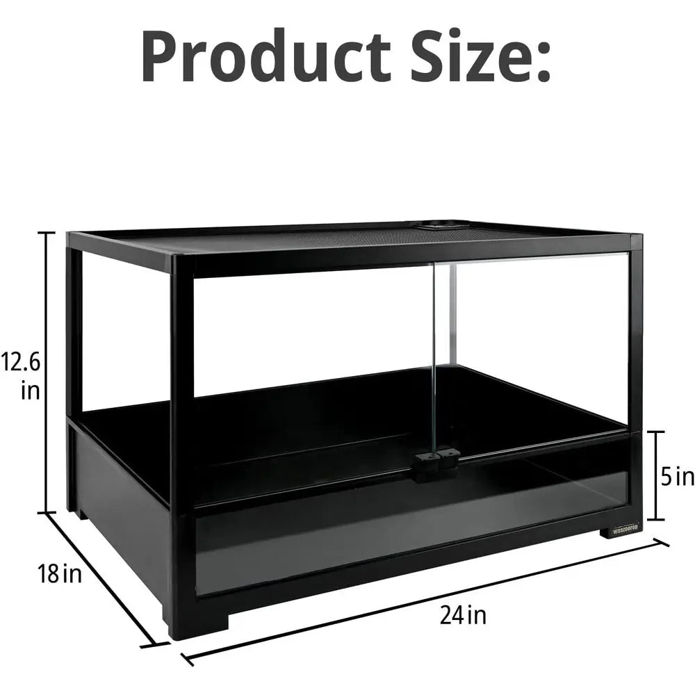 Tempered Glass Reptile Tank 23 Gallon Dual Doors Top Vent