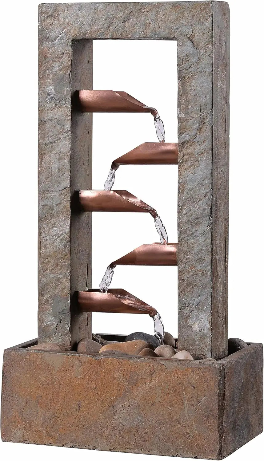 Slate Copper Indoor Table Waterfall Fountain For Relaxing Home Decor