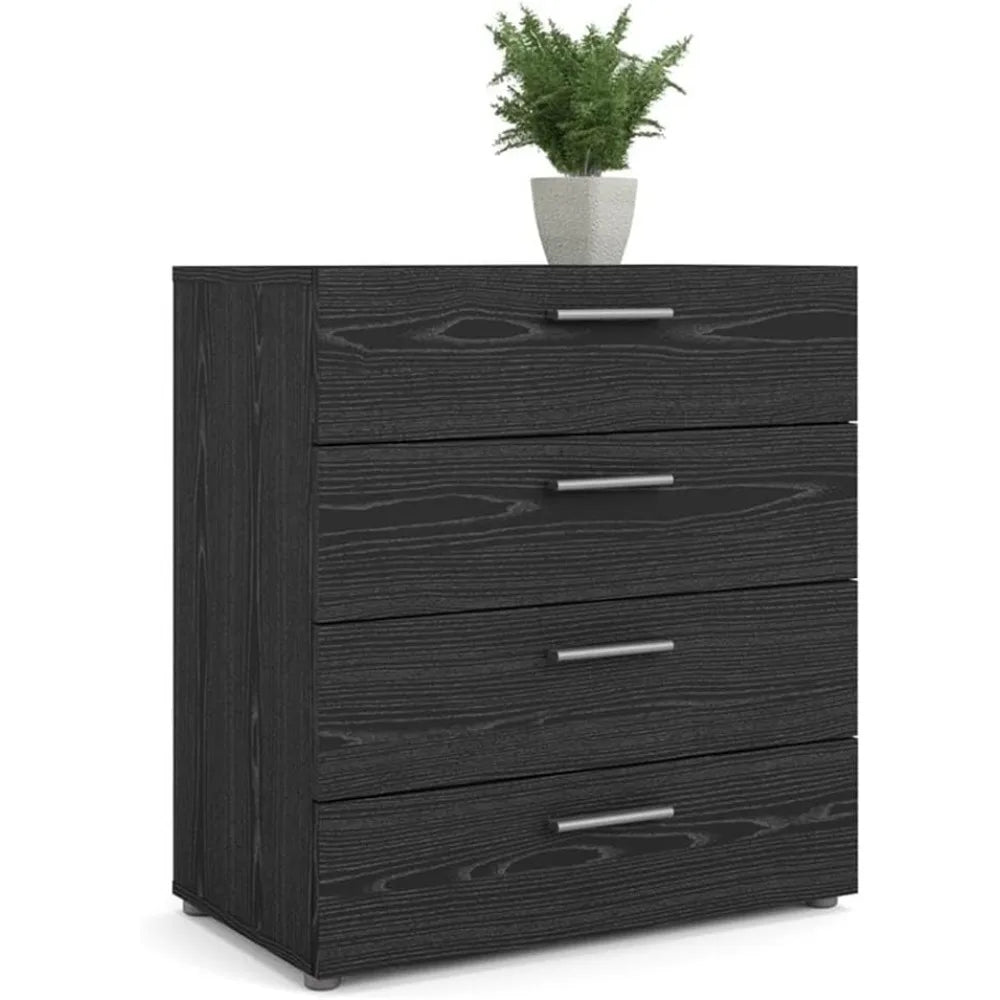 Three Piece Woodgrain Bedroom Set With Chest And Nightstands