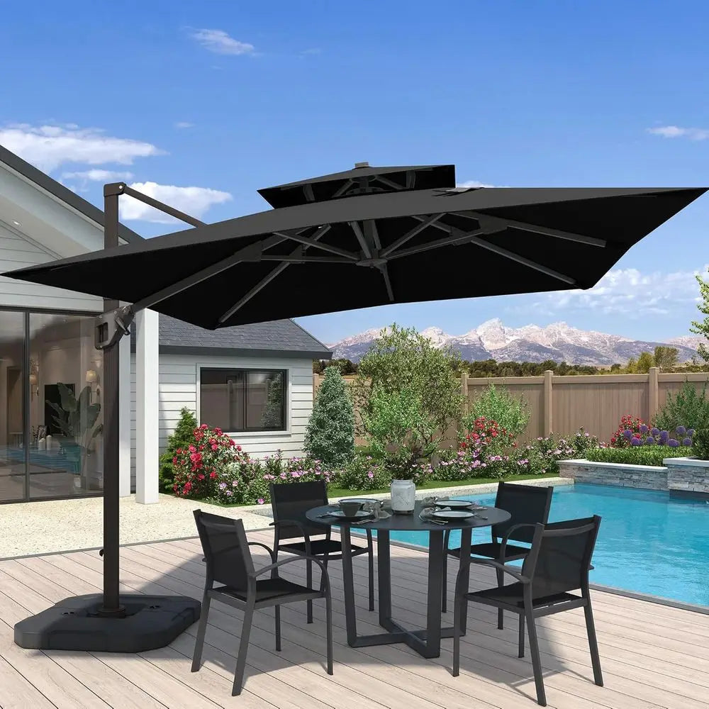 Cantilever Patio Umbrella With Base Included 360 Degree Rotation