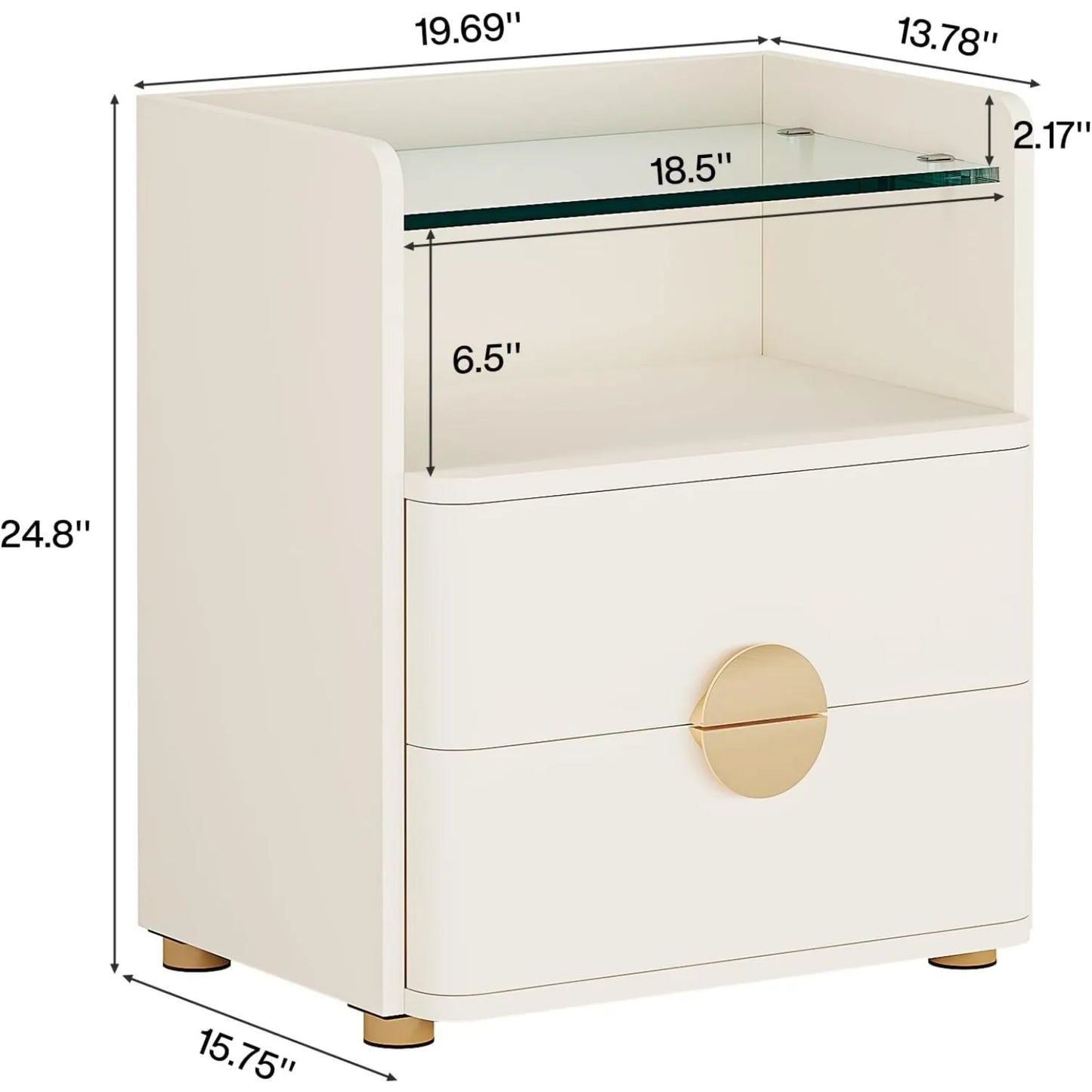 Little Tree Nightstand With 2 Drawers And Open Shelf