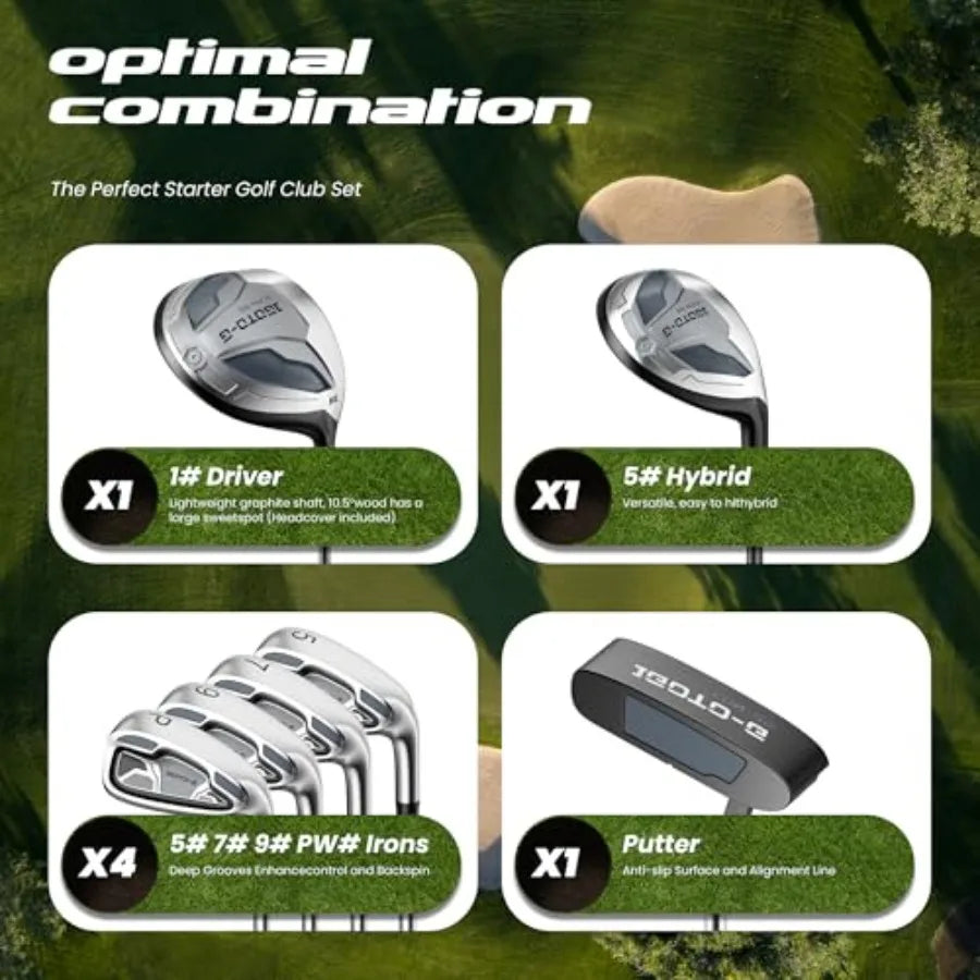Golf Club Set For Men And Women With Stand Bag Driver Hybrid
