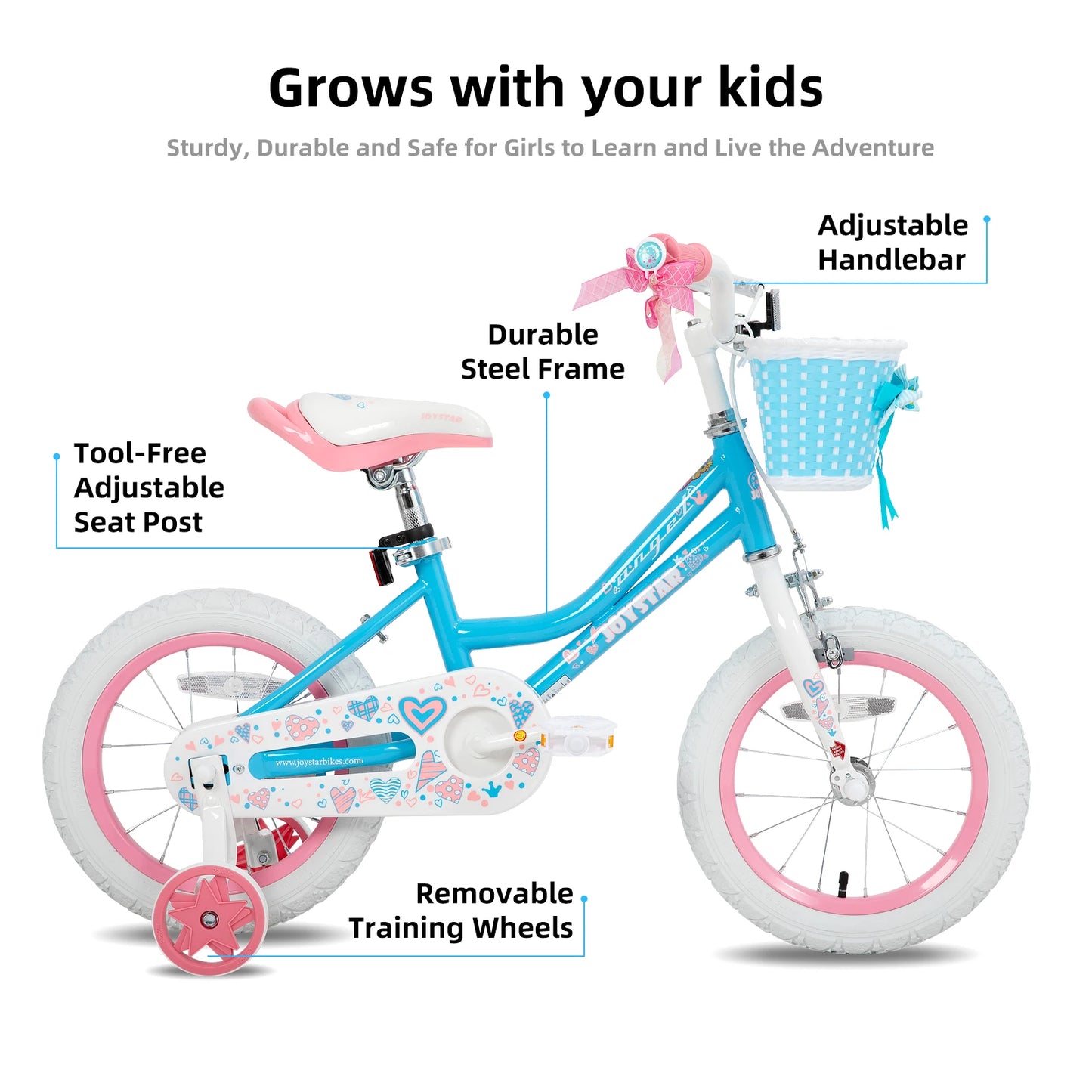 Joystar Kids Bike With Basket And Training Wheels For Beginners