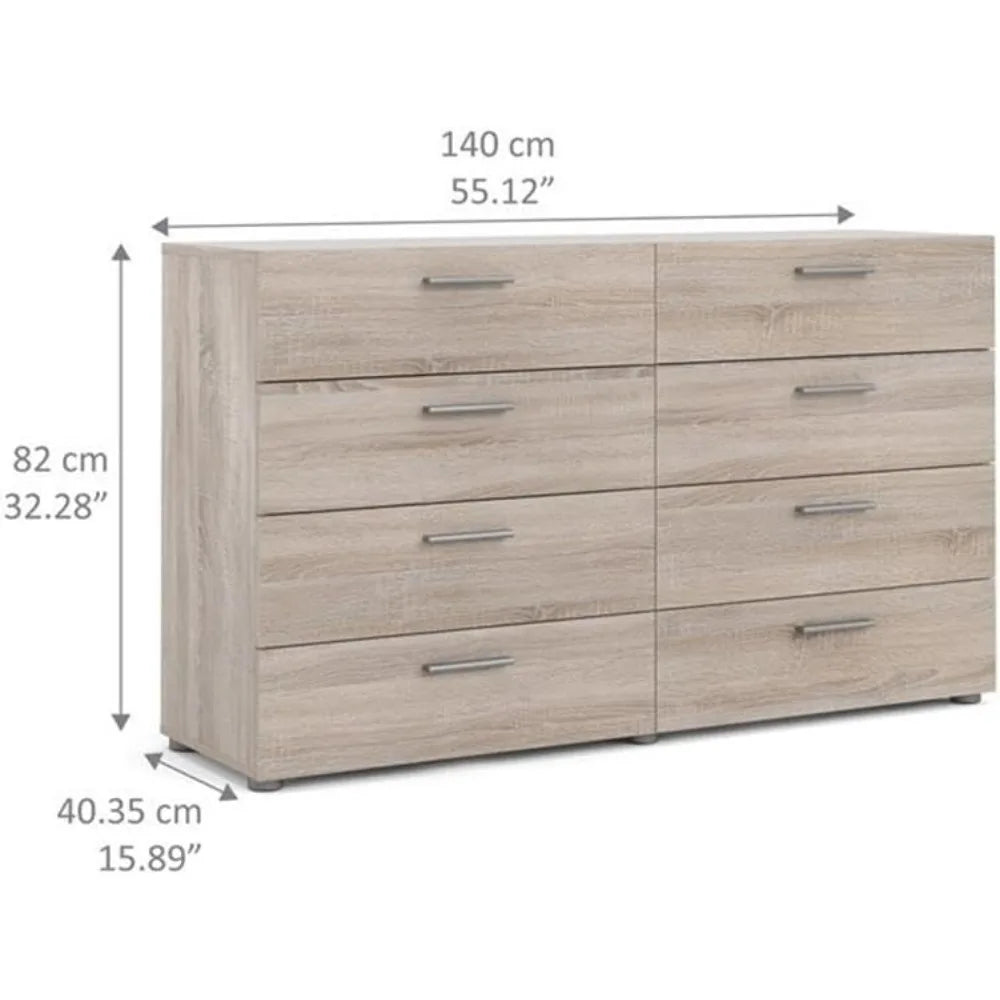 MKDK Three Piece Bedroom Set With 8 Drawer Dresser And Two Nightstands