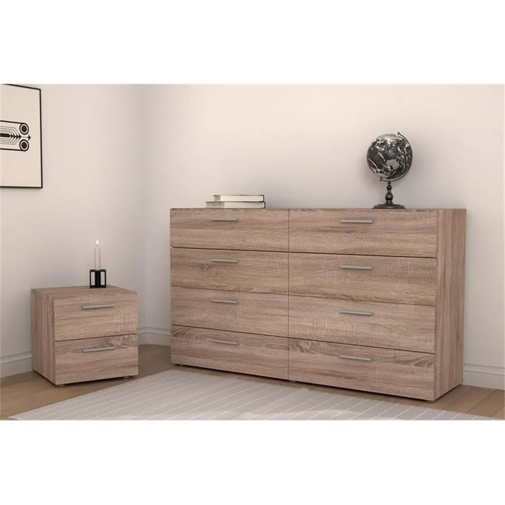 MKDK Three Piece Bedroom Set With 8 Drawer Dresser And Two Nightstands