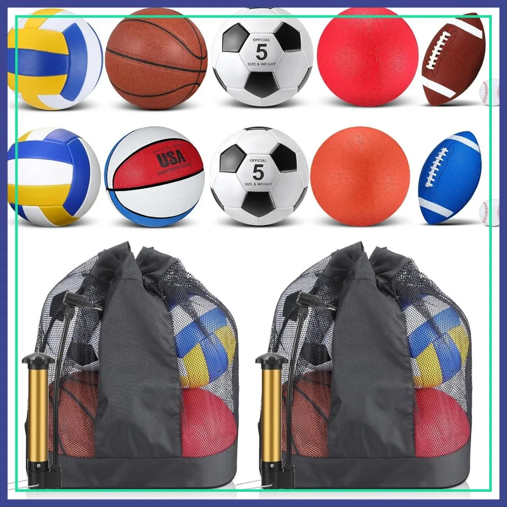12 Piece Sports Ball Set With Premium Pump Mesh Bag