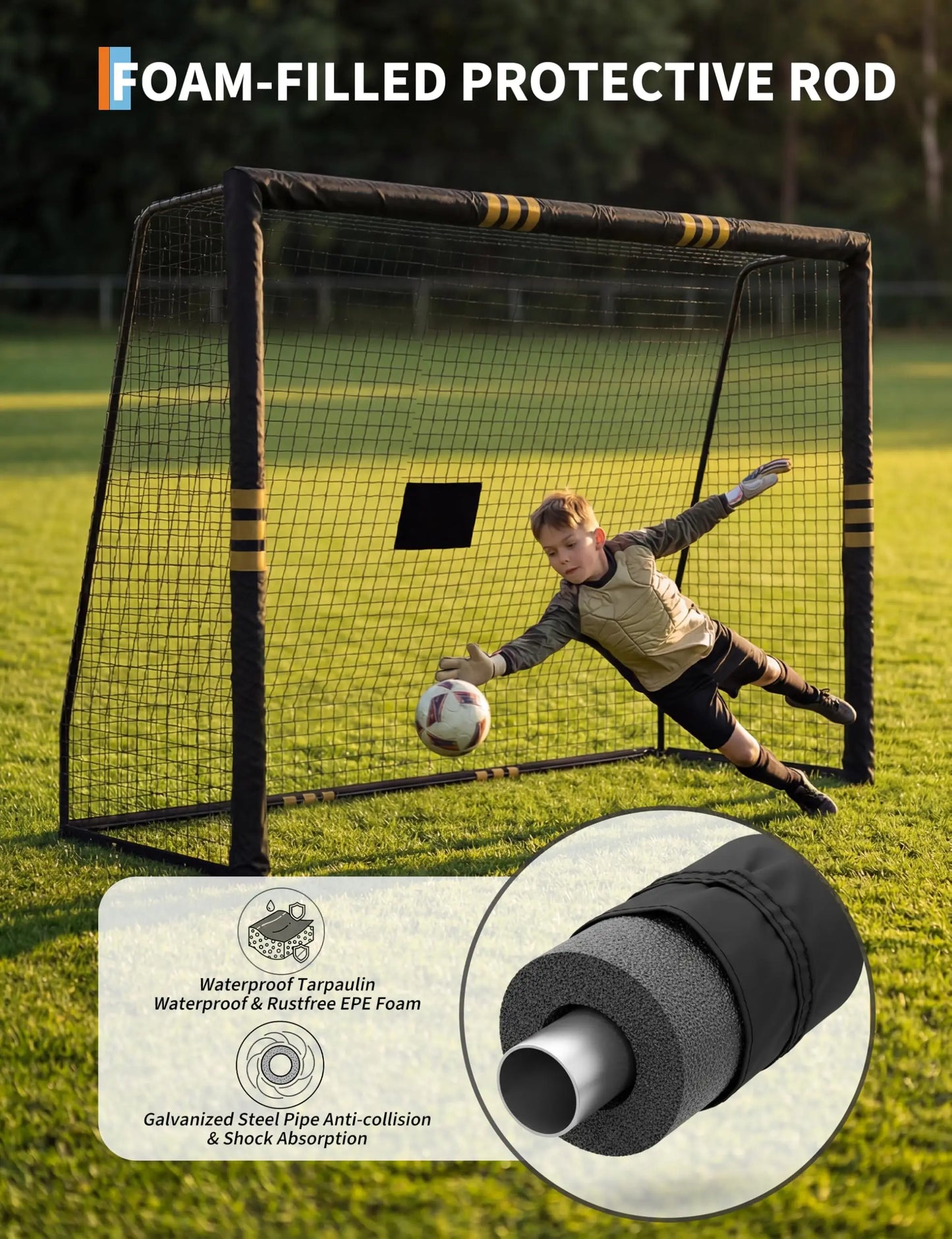 Soccer Goal Foam Padded Post Weatherproof Net Portable