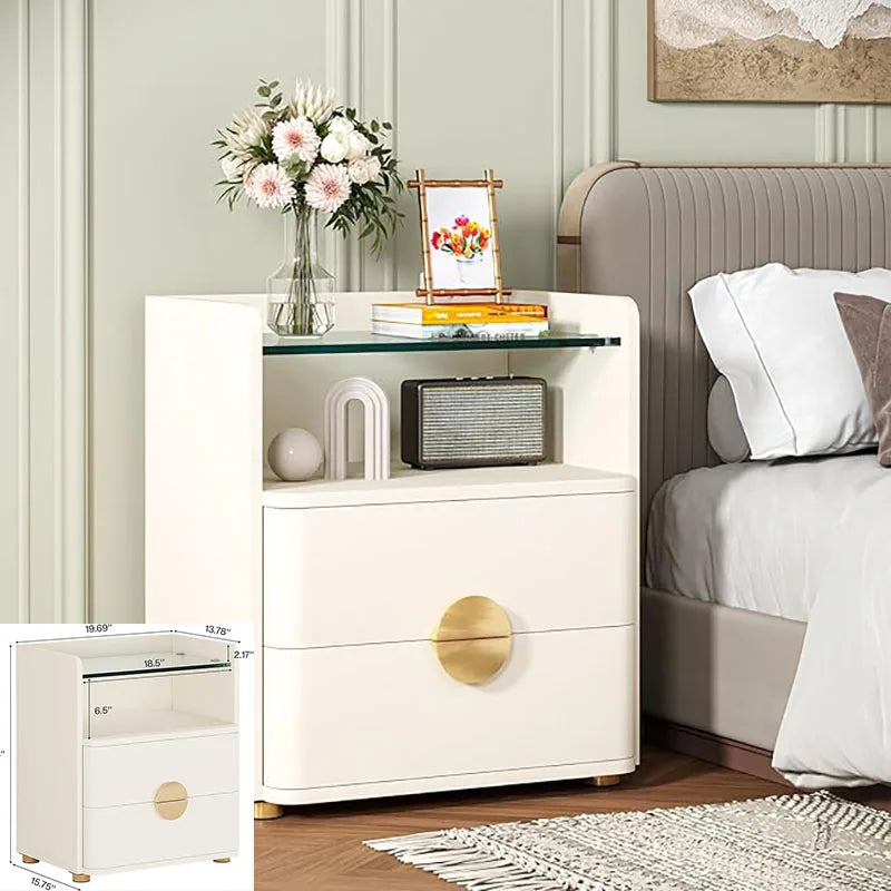 Little Tree Nightstand With 2 Drawers And Open Shelf