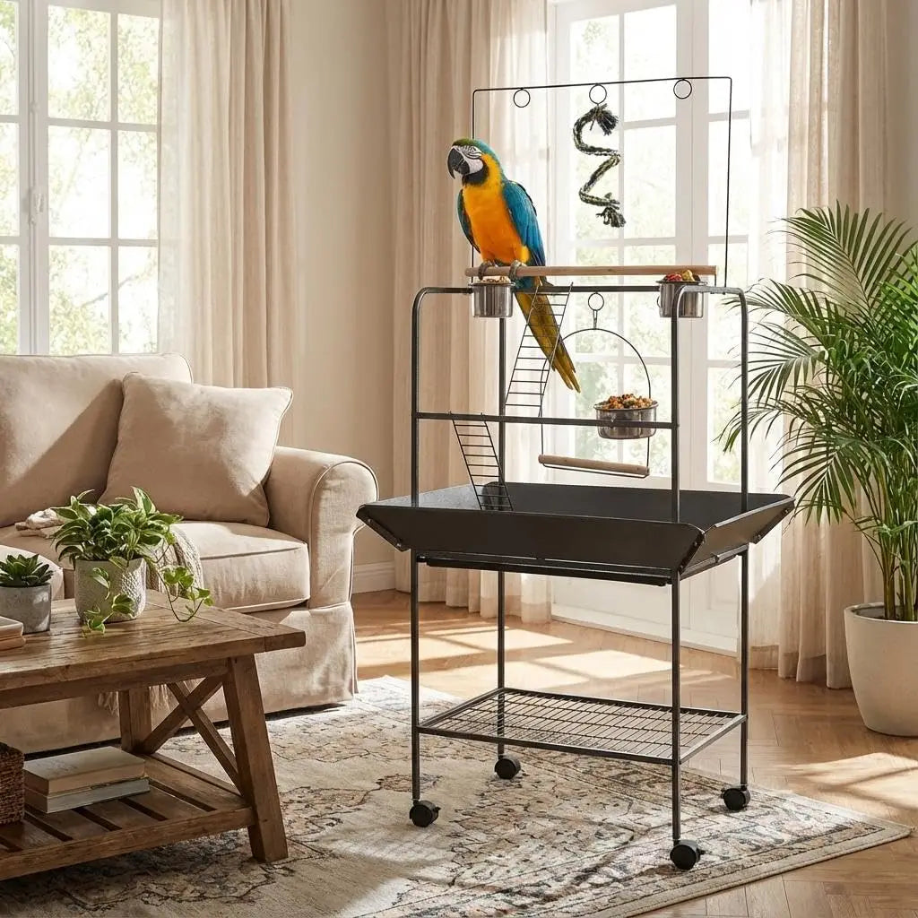 HiMISSCN Bird PlayStand Activity Center With Perches And Ladders Parrot
