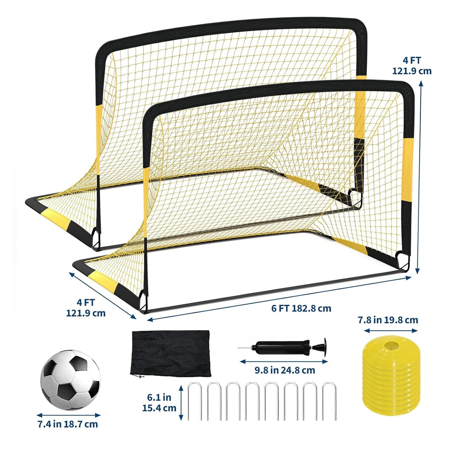 HiMISS Two Pack Backyard Soccer Goals for Training and Outdoor Play