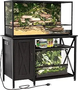 Reptile Terrarium Stand With Power Outlet And Cabinet