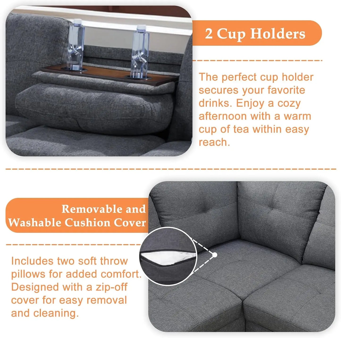 Modern L Shaped Sectional Sofa Couch With Chaise Lounge