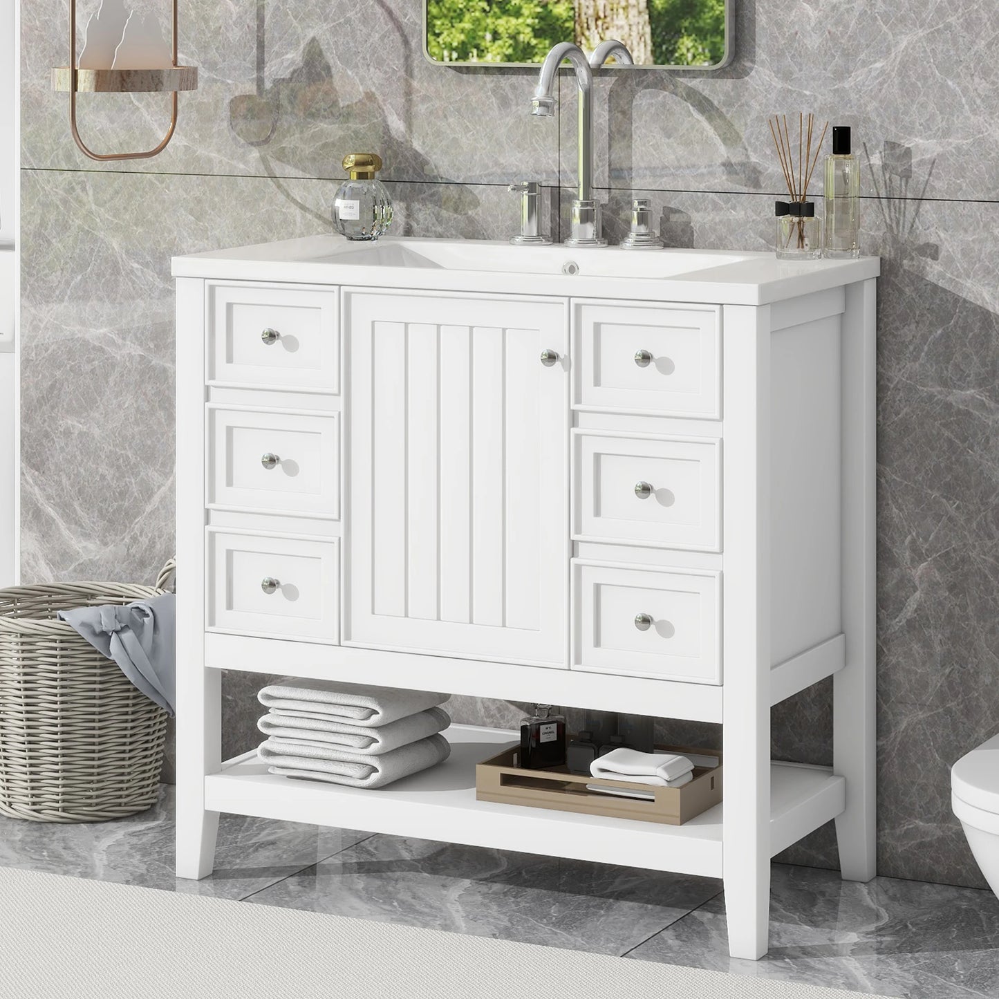 Sh.Kl Bathroom Vanity With Sink Free Standing Cabinet