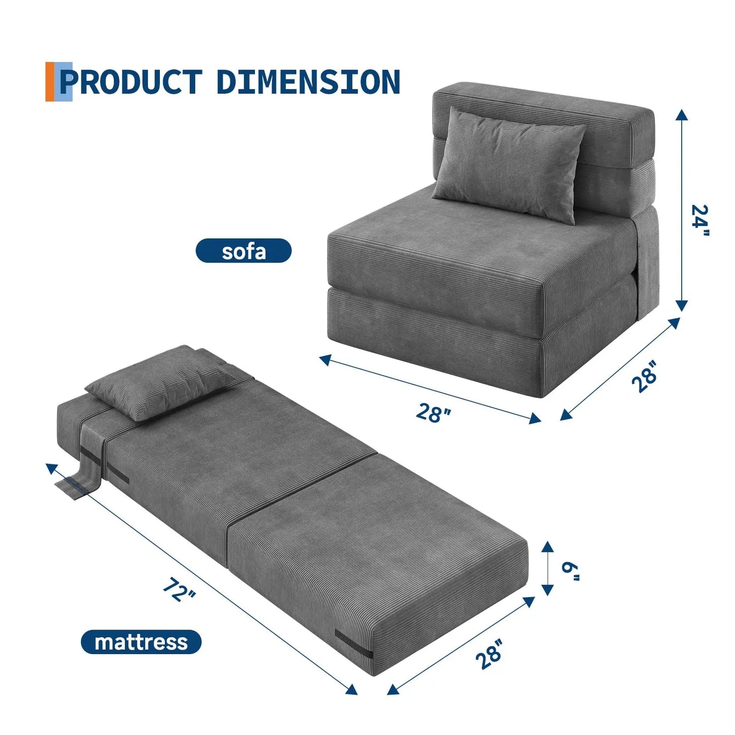 HobbyLane 4-in-1 Folding Sofa Bed Convertible Sleeper