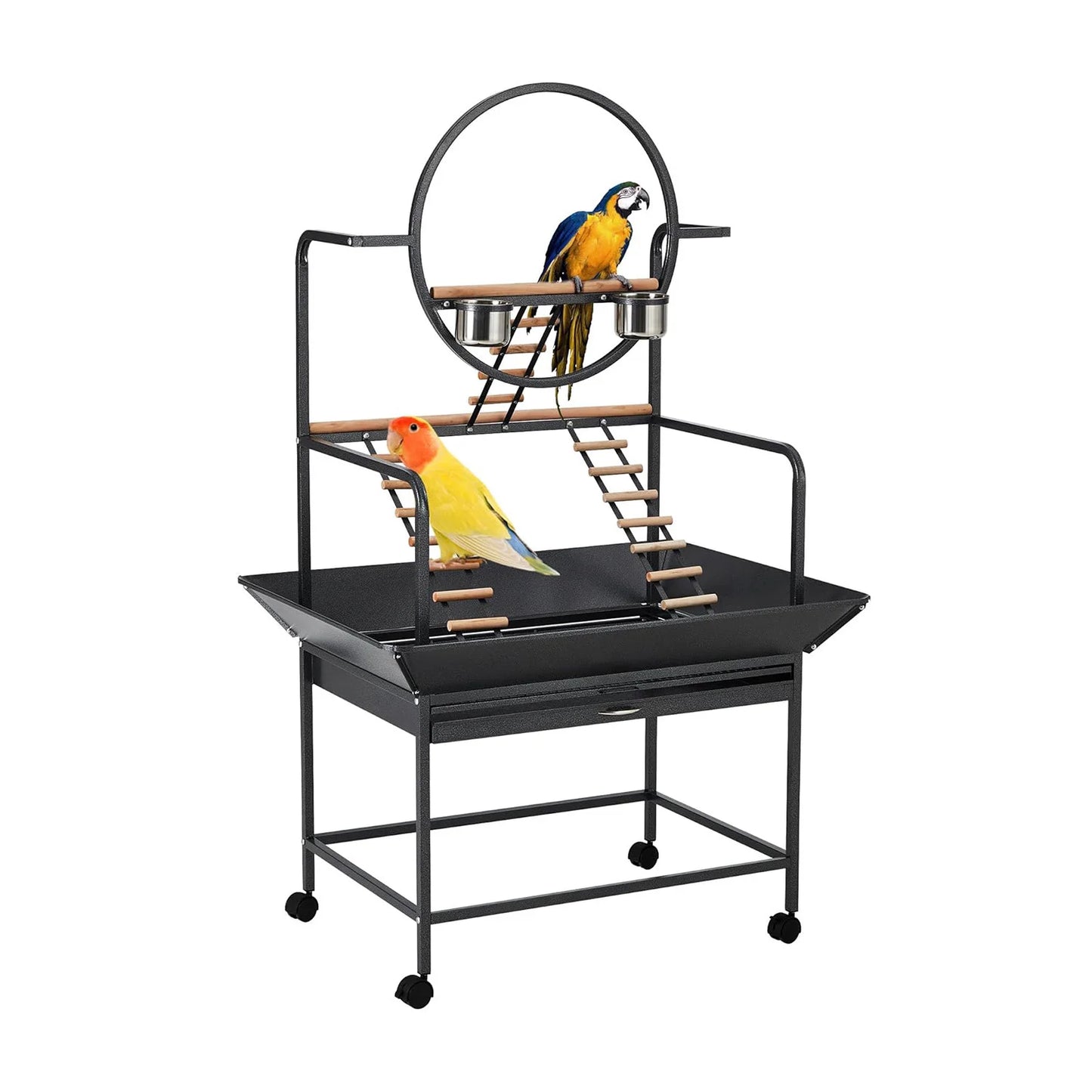 HiMISSCN Bird Play Stand With Lockable Wheels Activity Center