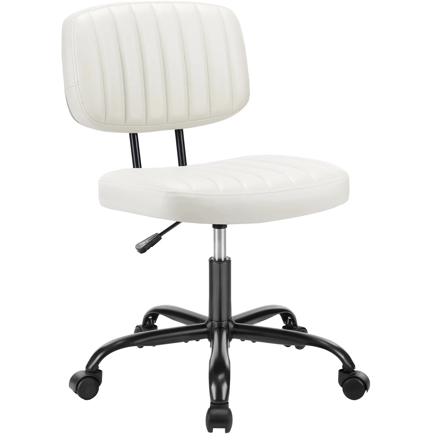 JHK Armless Office Chair With Lumbar Support Adjustable PU Leather