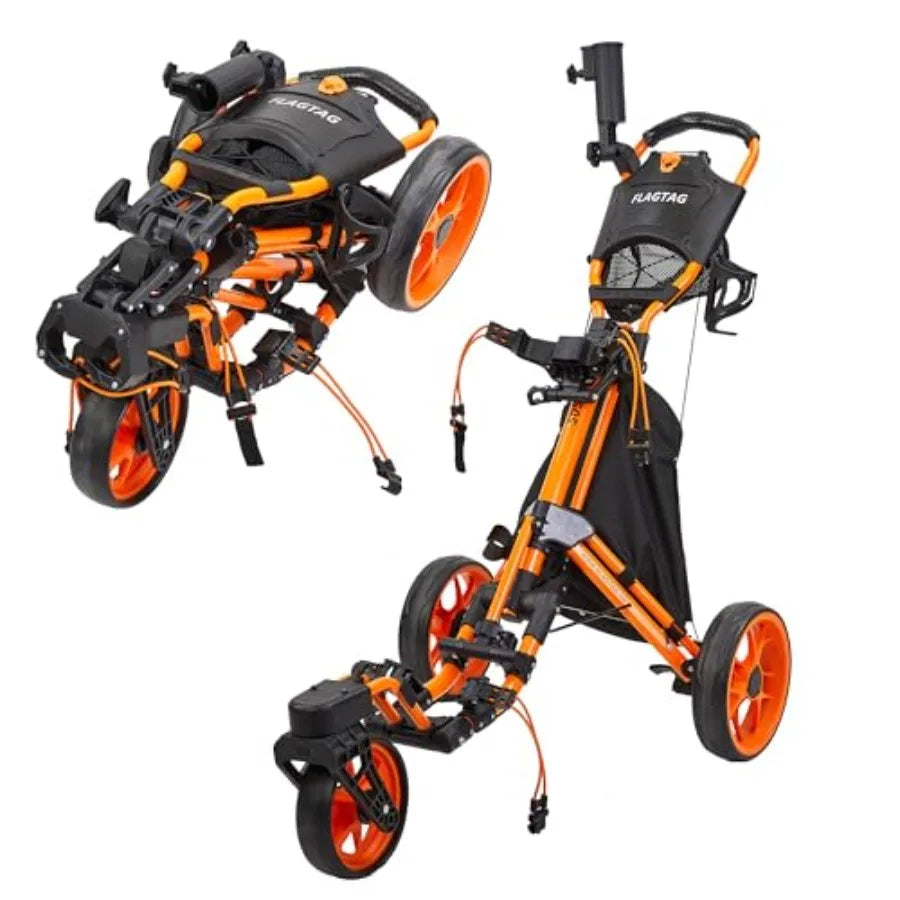 SHXI Golf Push Cart Aluminum Alloy One Click Fold 360 Swivel Front Wheel