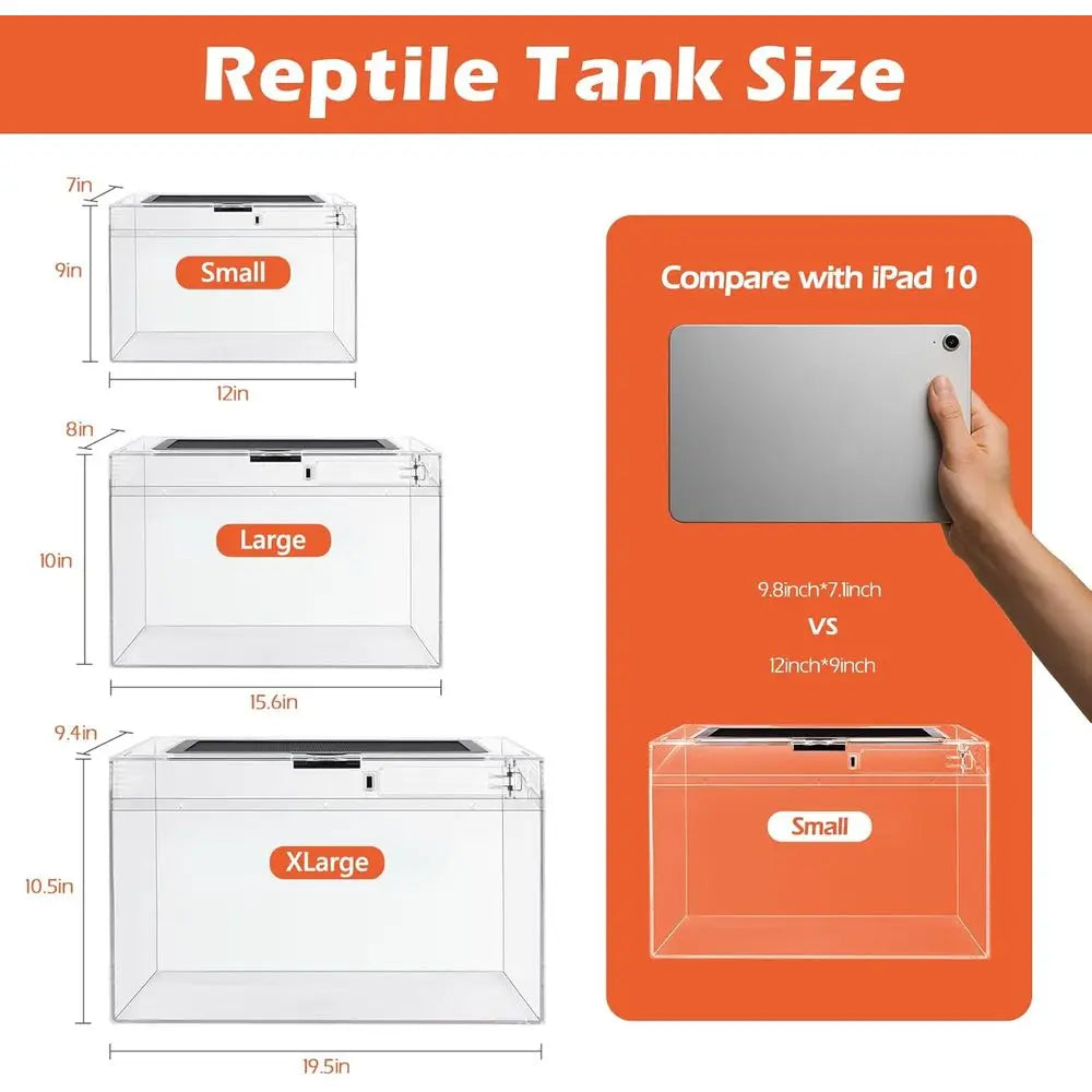 Terrarium Starter Kit For Reptiles With Mesh Top And Lockable Doors