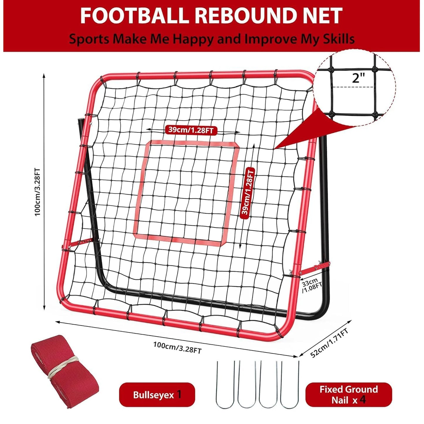Soccer Rebounder Net With Metal Frame For Backyard Training