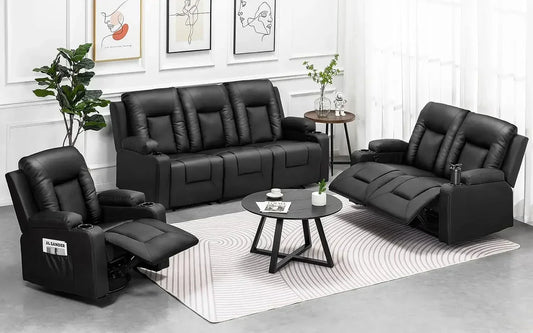 Leather Recliner Living Room Furniture Set Sofa Loveseat