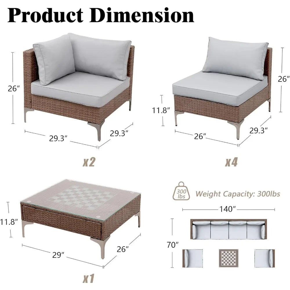 Outdoor Patio Furniture Set With All-Weather Rattan