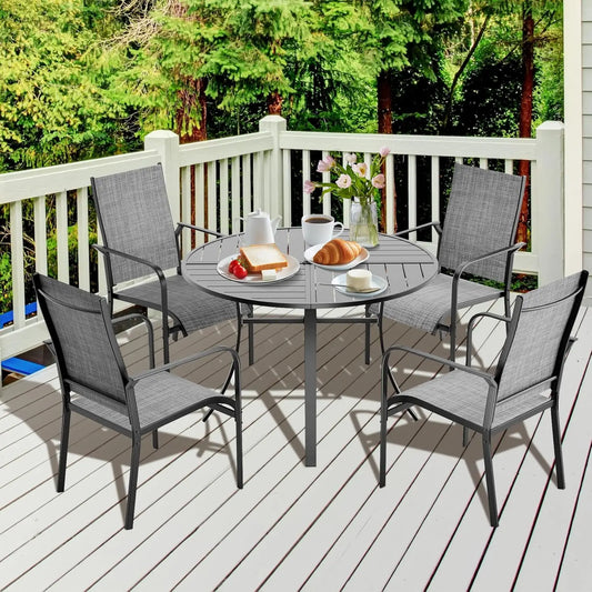 5-Piece Round Patio Dining Set With Aluminum Table And Chairs