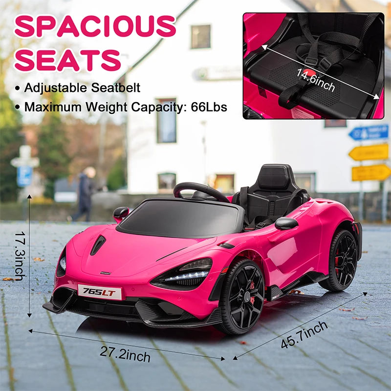 Mukidy 12V Licensed McLaren 765LT Ride on Toy for Kids