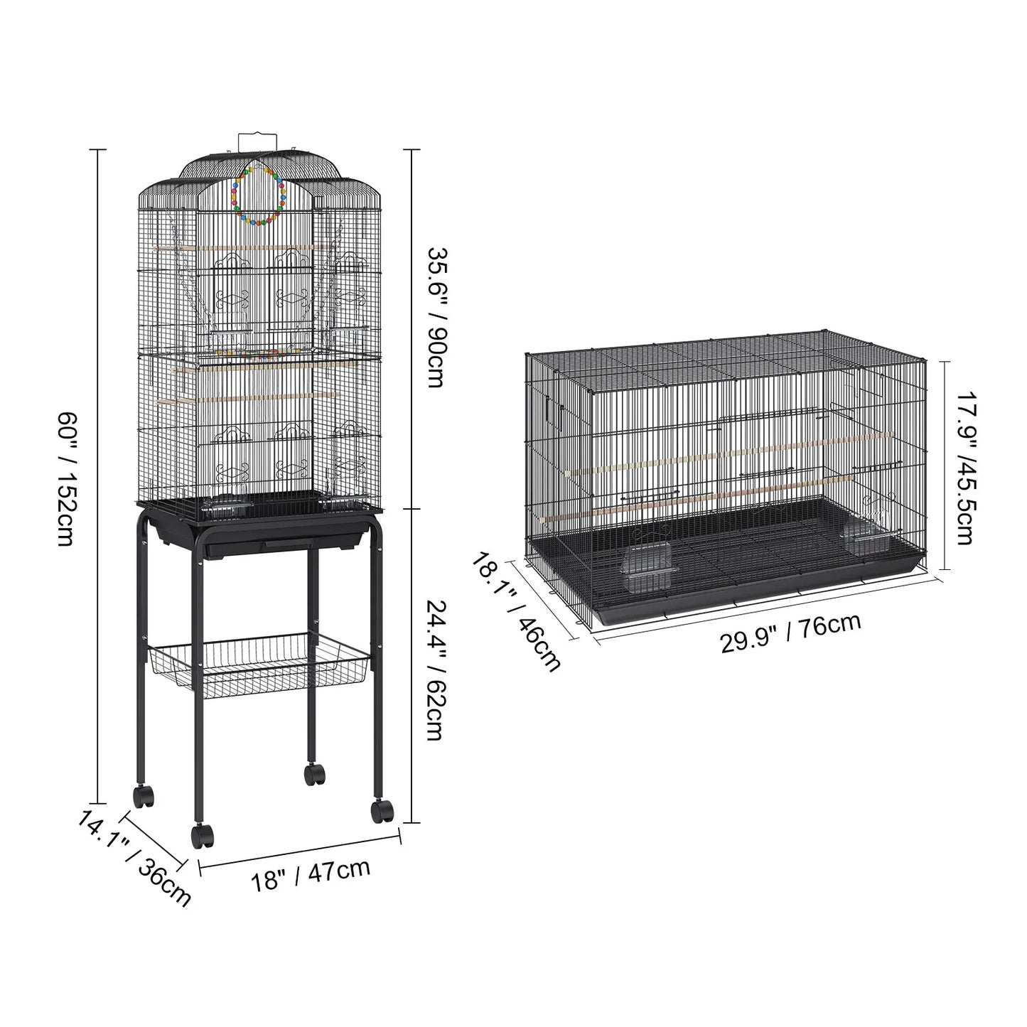 Metal Flight Bird Cage For Parrots And Cockatiels Iron Ventilated