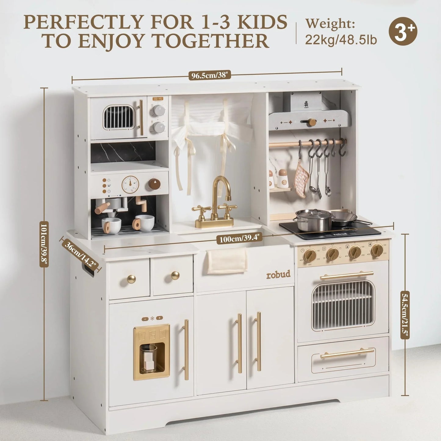 Robotime Robud Wooden Play Kitchen With Wash Basin Accessories