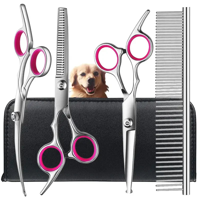 Titanium Coated Dog Grooming Scissors With Safety Round Tips