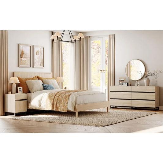 RBXC Three Piece Dresser And Nightstand Set Modern Bedroom Furniture