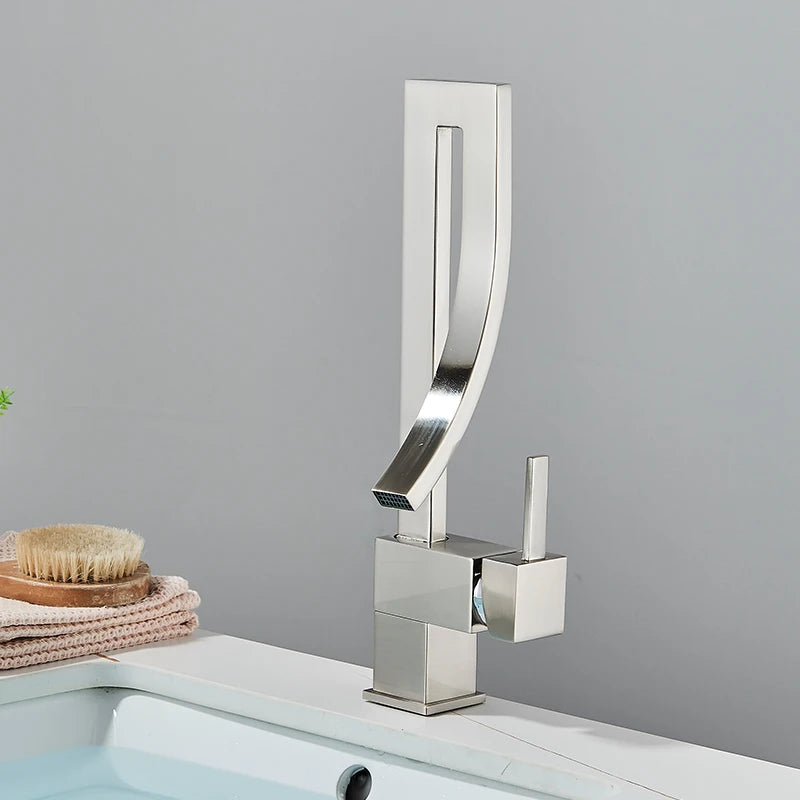 MYQualife Brass Deck Mounted Bathroom Basin Faucet Mixer Tap