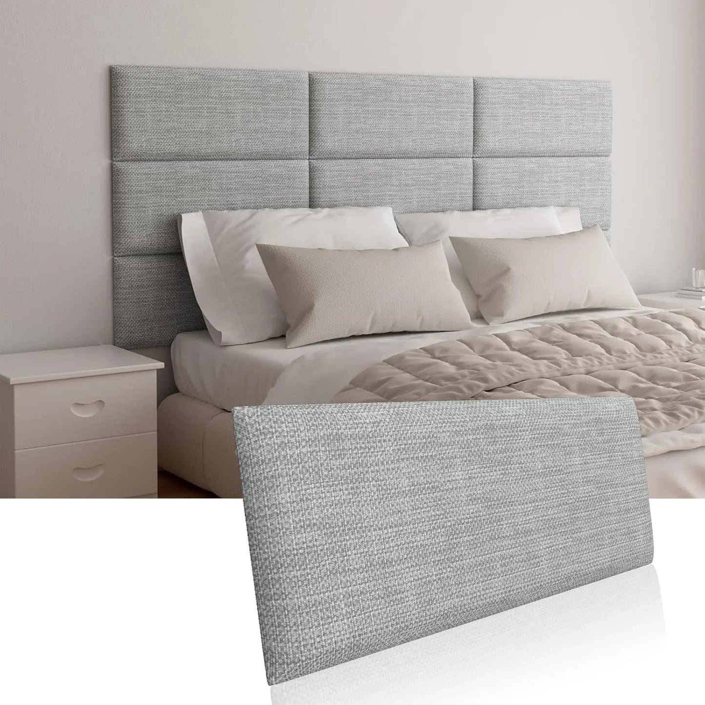 Peel and Stick Wall Headboard Terry Cloth Panels Set 4