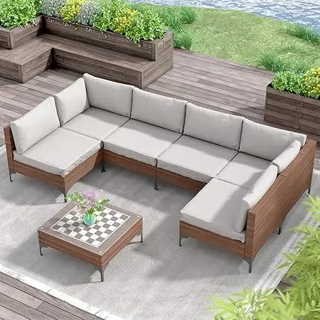 Outdoor Patio Furniture Set With All-Weather Rattan