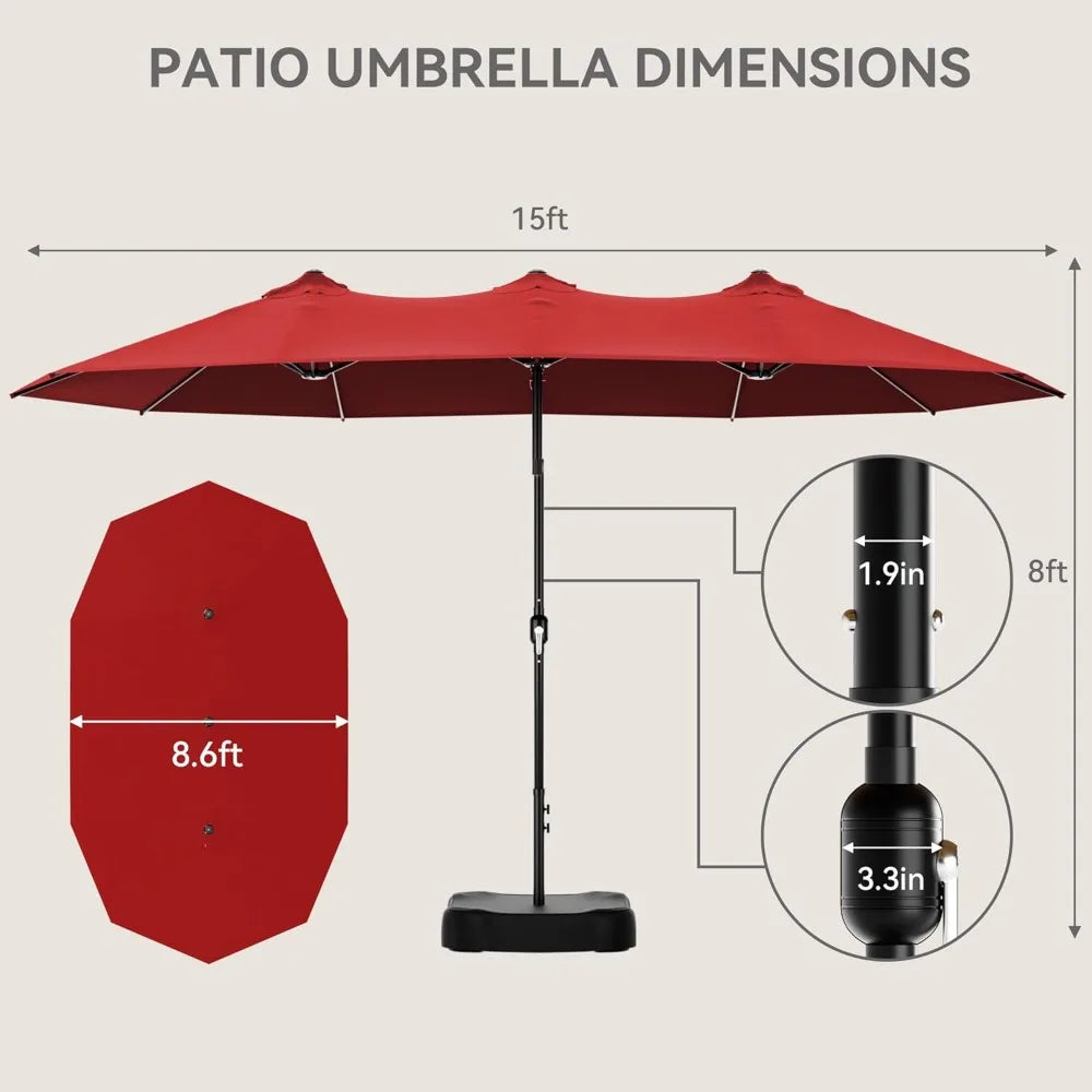 Patio Umbrella With Base Included Double Sided Market Crank Handle