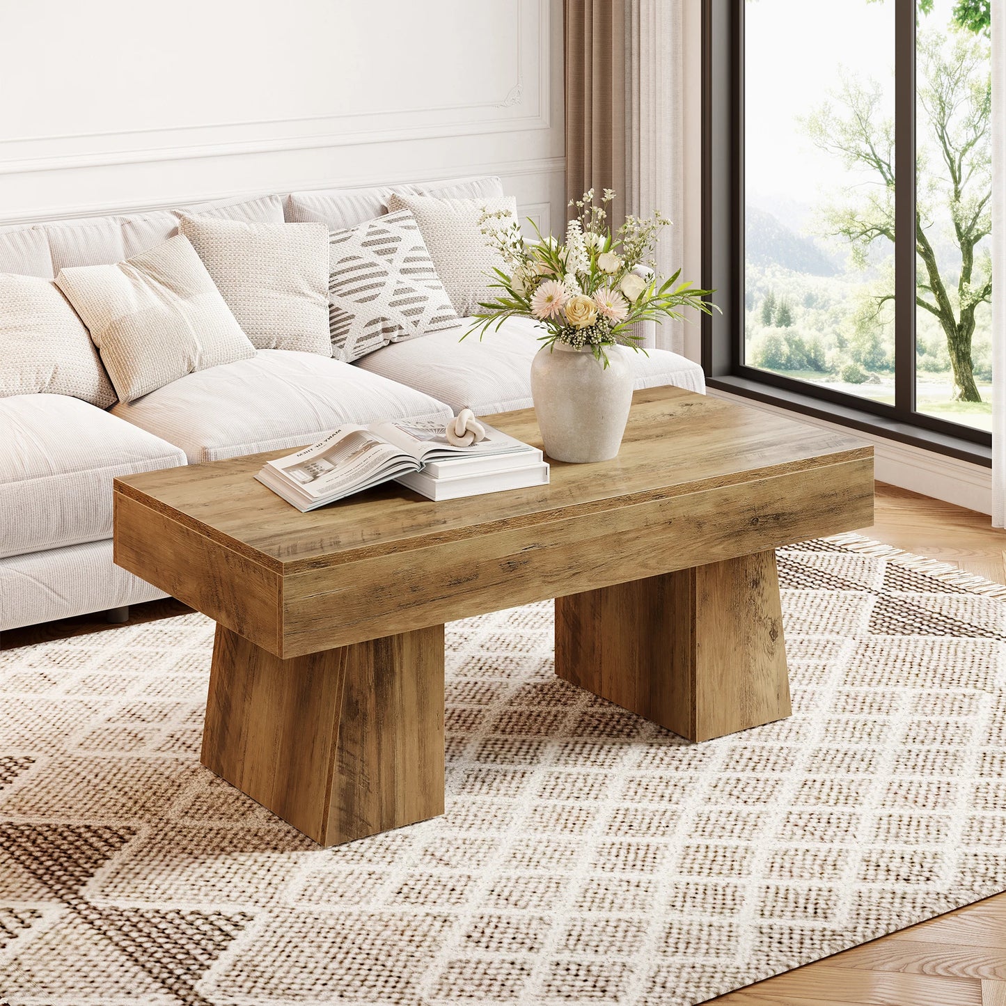 Tribesigns Vintage Coffee Table Modern Wood Centerpiece