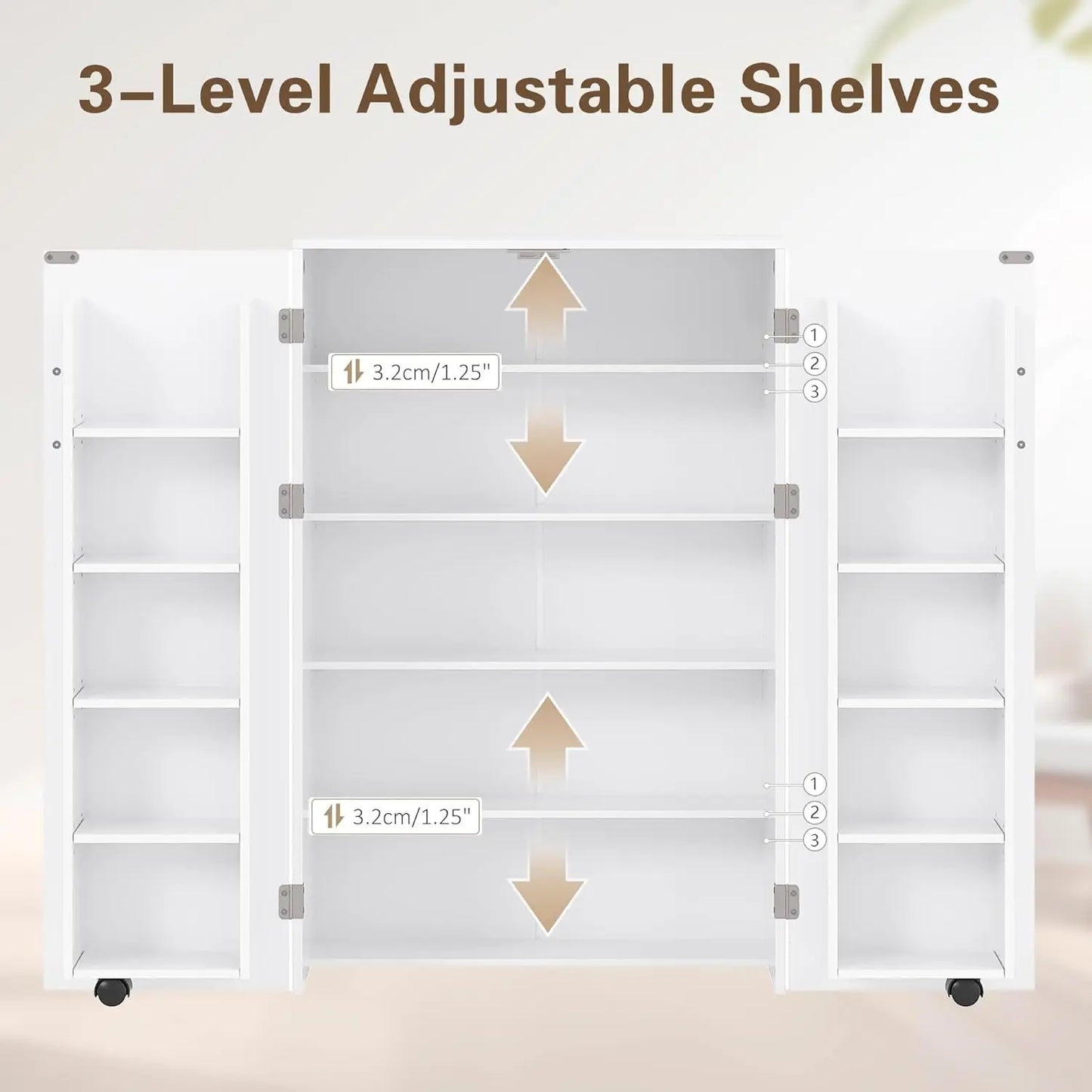 Kitchen Pantry Storage Cabinet With Adjustable Shelves Freestanding