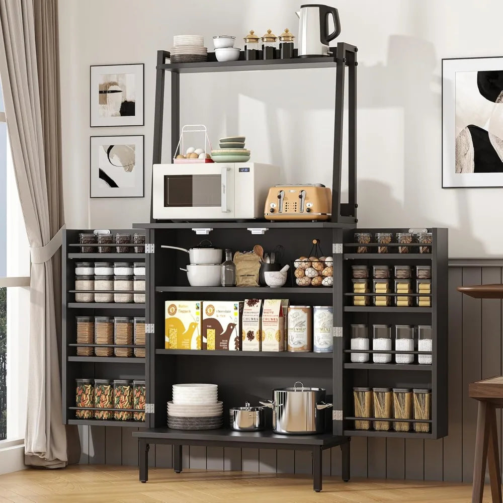 Pantry Cabinets With Microwave Shelves And Adjustable Shelves Freestanding