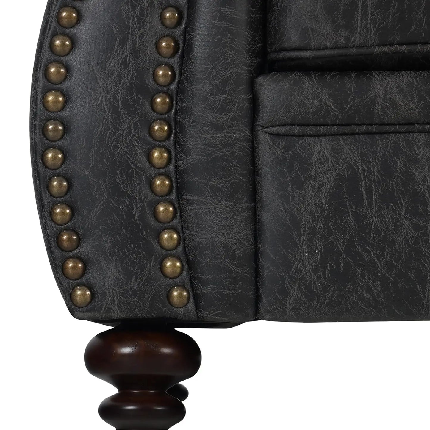 Mid-Century Sofa Set With Rivet Detailing For Living Room