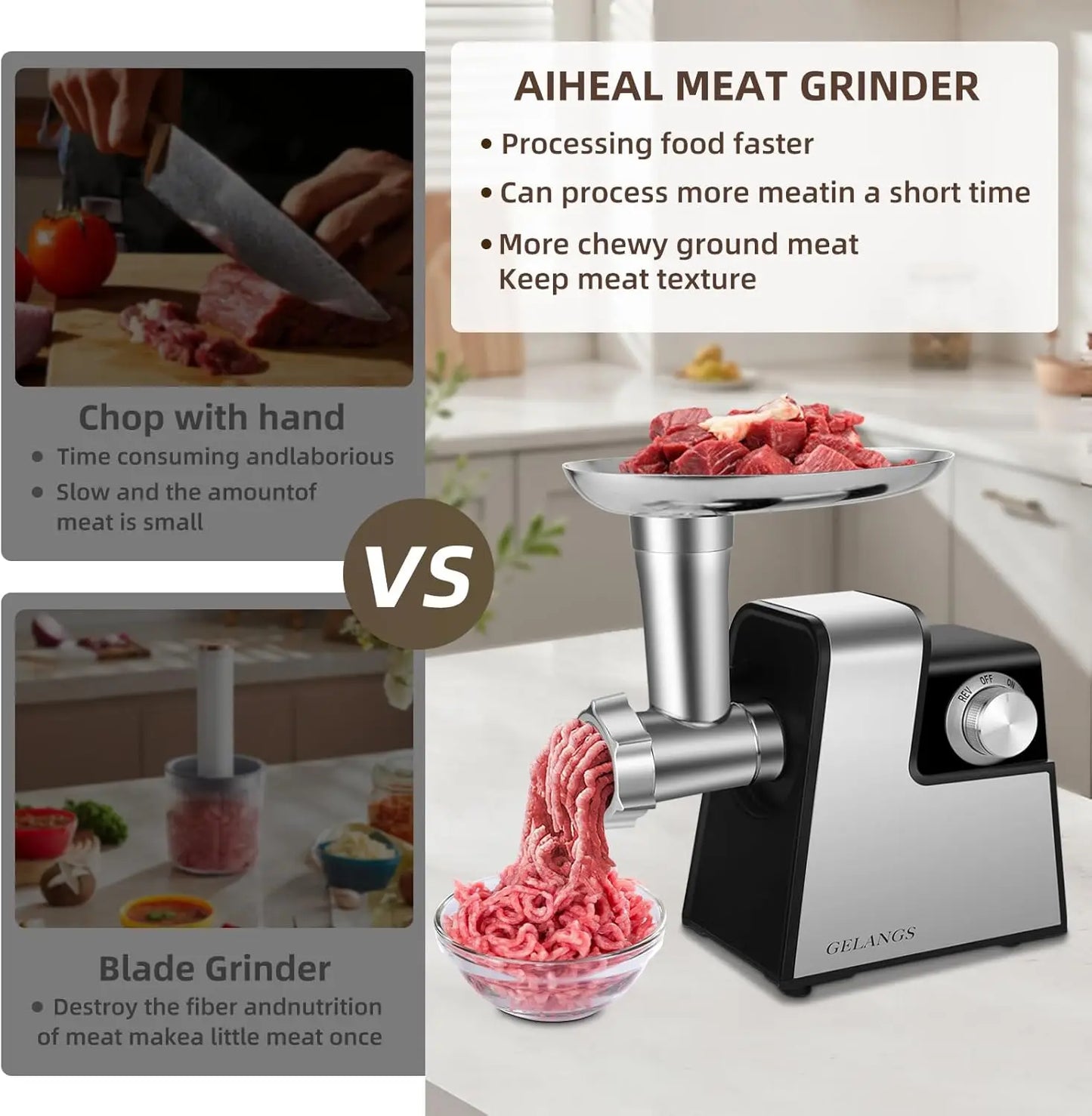 Electric Meat Grinder 350W With Sausage Stuffer Kubbe Kit
